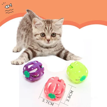 

Plastic Hollow Ball With Bell Interactive Cat Teaser Toy Plastic Ball Pet Toy Training Squeaky Tool Cat Toys Pet Supplies Gatos