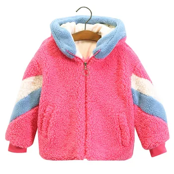 

Autumn Winter Children's Jackets Korean Casual Fashion Color Matching Coat Girls Cute hooded Rabbit ears clothes