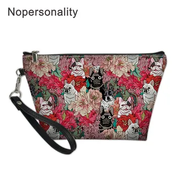 

Nopersonality Women Makeup Case Cosmetic Bag Flower Pug Dog Print LadiesPU Leather Tote Toiletry Organizer for Female Girls