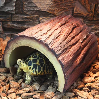 Resin Turtle Reptile Hide Cave Reptiles Avoiding Caves Simulation Tree Bark Amphibians Landscape Lizard Feeding Box Decoration 1