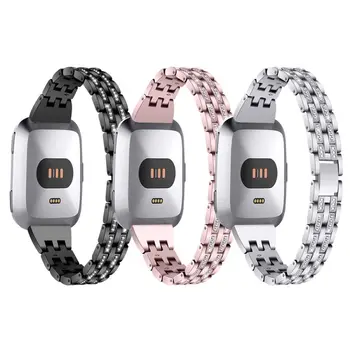 

Dressy Metal Bracelet Jewelry Wristband Strap Diamond Strip Rhinestone Stainless Steel Rhinestone Band for Fitbit Versa Bracelet