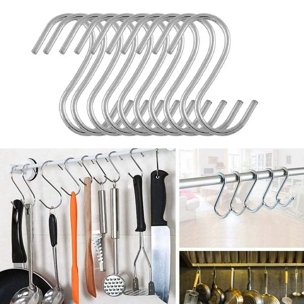 

5 Pieces Stainless Steel Organizer Clasps Hooks Hanger Storage Rack S Shaped Hook