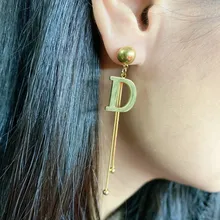 

316L Letter D Earrings For Women Dangle Charm Earrings For Girl Snake Chain Tessel Earrings Statement Pin Dropshipping