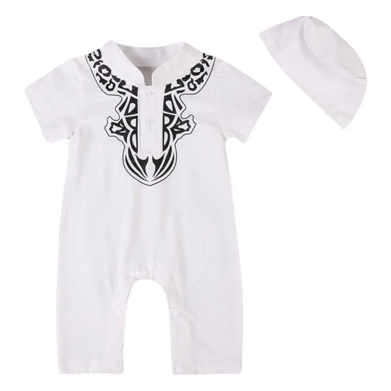

Summer Baby Boy Floral Pattern Infant Short Sleeve Rompers +Hat Newborn Romper Outfits Sets