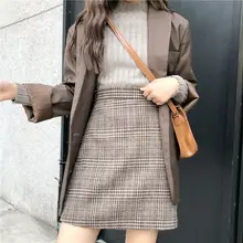 Классическая Женская юбка цвета хаки с молнией сзади, осень и зима, Элегантные мини юбки для офиса, Женская Рабочая Юбка со средней талией