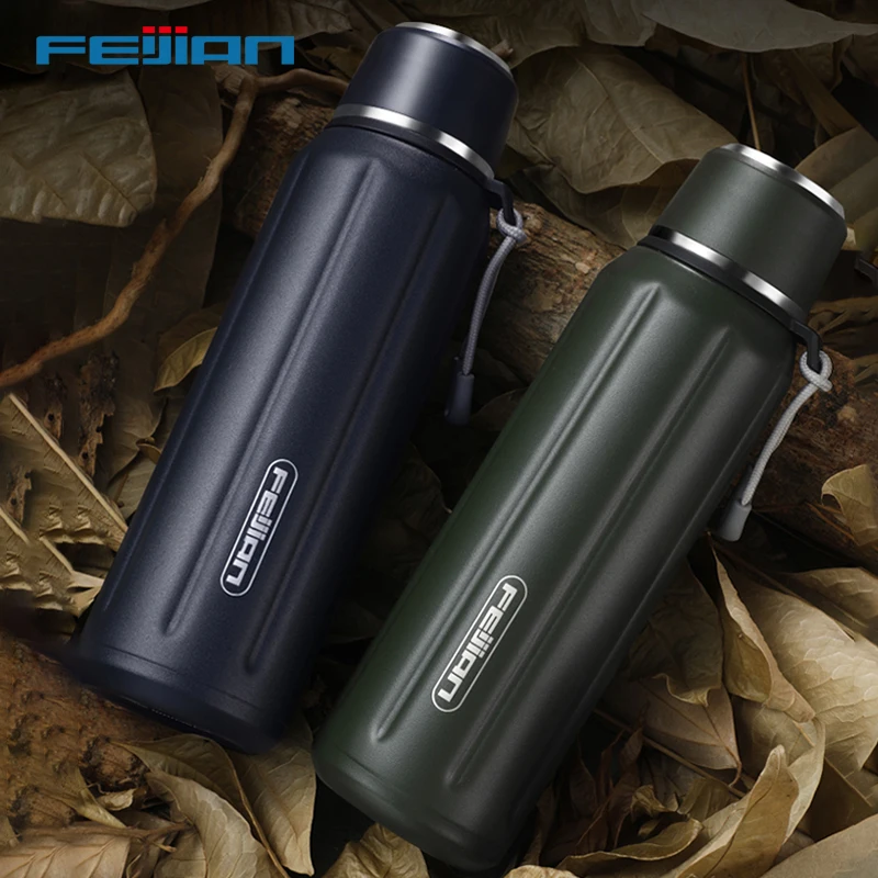 FEIJIAN Double Wall Insulated Water Bottle Outdoor Travel Sports Bottles Stainless Steel 600ml Thermos For Tea Thermal Cup