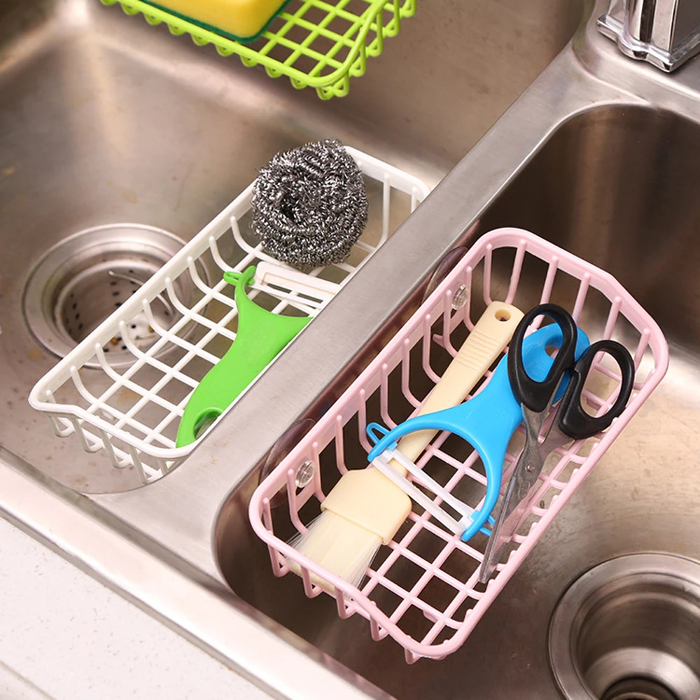 Wash Multifunctional Suction Cup Dishwashing Sponge Holder Hanging Storage Rack Drain Rack Sink Shelf Kitchen Accessories