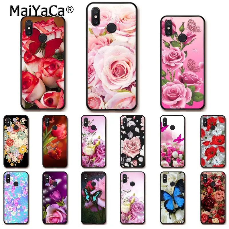 Чехол MaiYaCa для телефона с красной бабочкой и белыми розами Xiaomi Redmi8 4X 6A 9 8A Redmi 5 5Plus