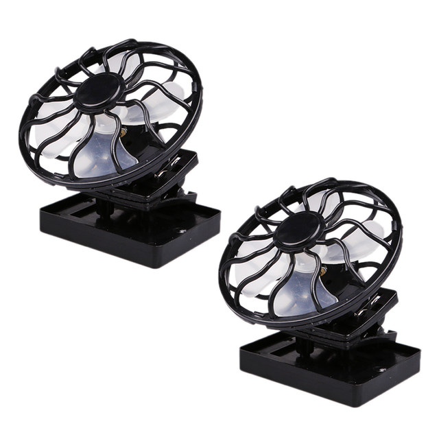 2Pcs ABS Plastic Sun Power Fan Solar Cell Fan Mini Portable Travel Black 2Pcs ABS Plastic Sun Power Fan Solar Cell Fan Mini Portable Travel Black