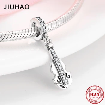 

Fashion 925 Sterling Silver Violin Charms Beads Clear CZ beads for Jewelry making Fit Original Designer Bracelet Bangles