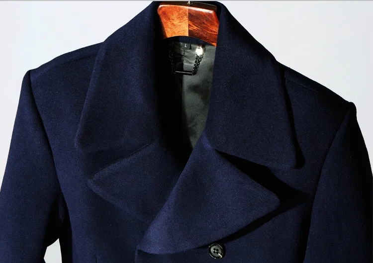 Men's woolen coat high-end show youth 2020 winter double-breasted large lapel short woolen coat