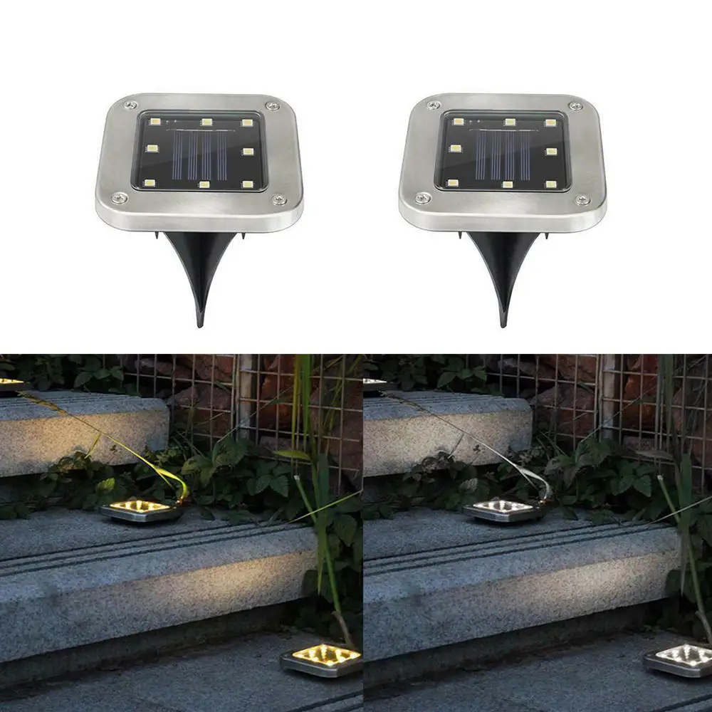 1 шт. водонепроницаемый IP65 8 светодиодный солнечный подземный светильник s из нержавеющей стали солнечный погребенный напольный светильник Открытый садовый путь наземный светильник s