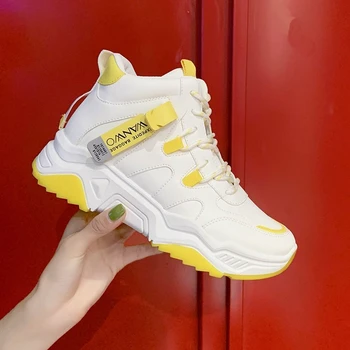 

2020 Winter Women Fashion Platform Boots Female Leather Boots Brand Chunky Ankle Boots High Top Sneakers Woman Shoes News Flats