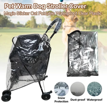 

Dustproof Protection Foldable Waterproof Pet Warm Portable Carrier Accessories Dog Stroller Cover Magic Sticker Clear Plastic