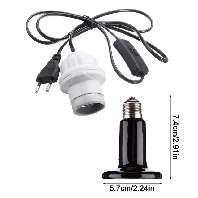 E27 Infrared Ceramic Heat Lamp Holder Cable 100W E27 Pet Heating Lamp Heat Light  Bulb Heat Lamp Holder For Reptile Lizard Turtle - AliExpress