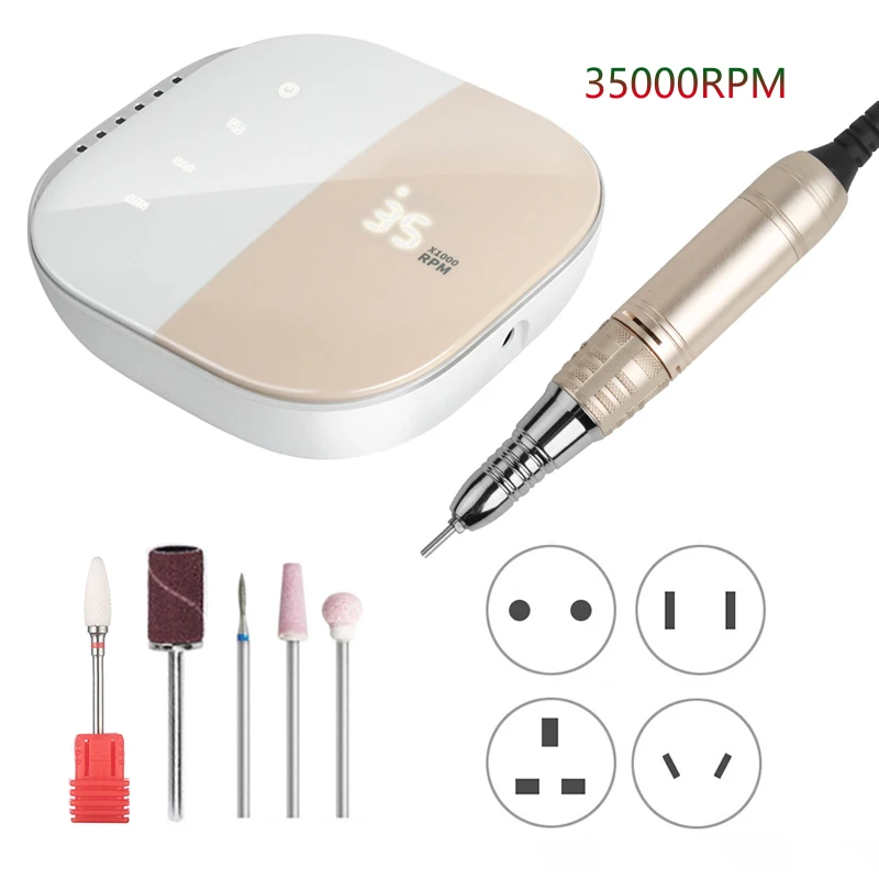 Máquina pulidora eléctrica para uñas, taladro de manicura y pedicura de 30W, 35000RPM, taladro profesional para uñas