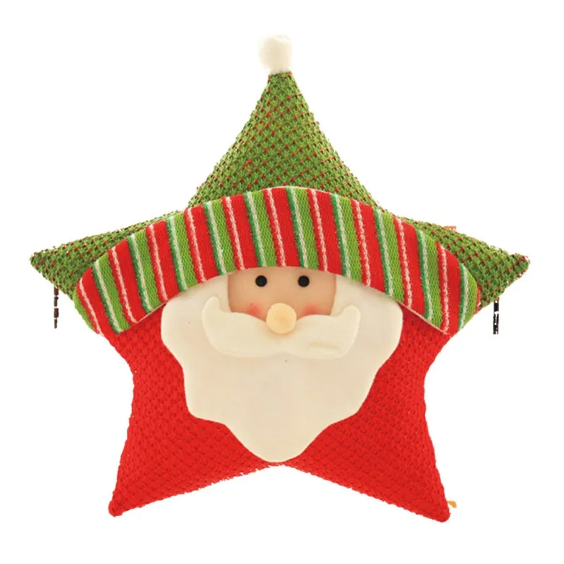 Christmas Cushion Five-pointed Star Shape Cartoon Santa Claus Pattern Cushion For Christmas Decoration