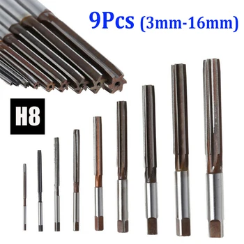 

9 Pcs/Set 3-16mm Straight Shank H8 HSS Reamer Chucking Engineering Cutter Tool Car Body Repair Tools Panel Beating Tools