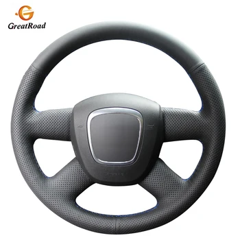 

Hand-stitched Black PU Artificial Leather Steering Wheel Cover for Audi A3 2006-2013 A4 (B8) A6 (C6) 2005-2011 Q5 2009-2012 Q7