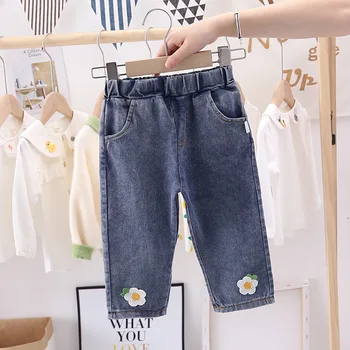 

Baby Girls Sweet Flower Jeans 2020 New Autumn Children's Denim Pants Girls Fashion Trousers Kids