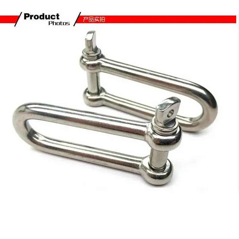 HQ LD01 M4-M16 All Sizes AISI304 Long Straight D Shackle Stainless Steel Anchor Shackle Chain Wire Rope Connector stainless steel chain