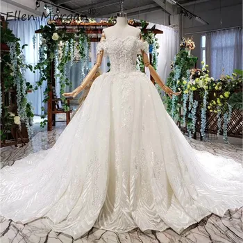 

Sweetheart Elegant Lace Wedding Dresses Vestidos De Novia Puffy Sleeveless Applique Beads Lace up Formal Bridal Ball Gowns 2019