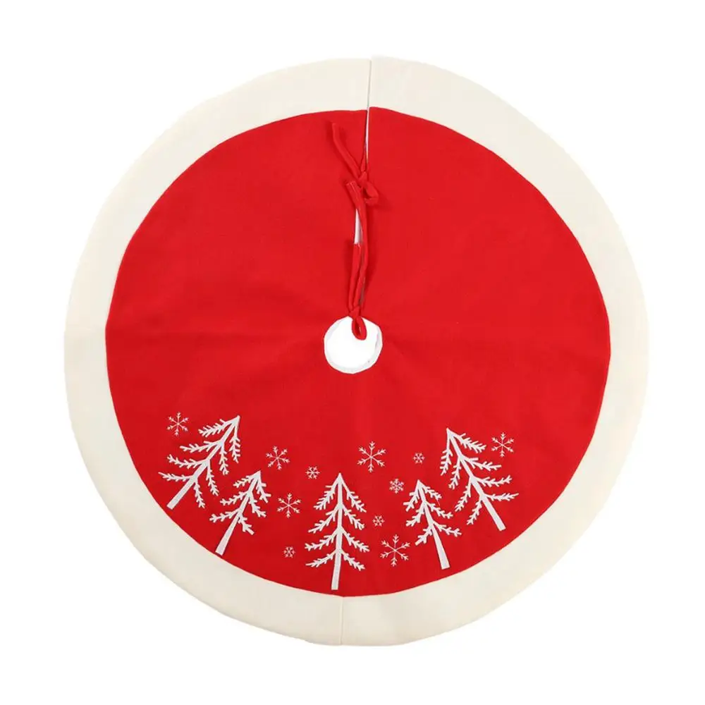 

Warm Red Plush Christmas Tree Skirt Soft Fur Carpet Xmas Christmas Tree Skirt Ornament for Christmas New Year Festive Decoration
