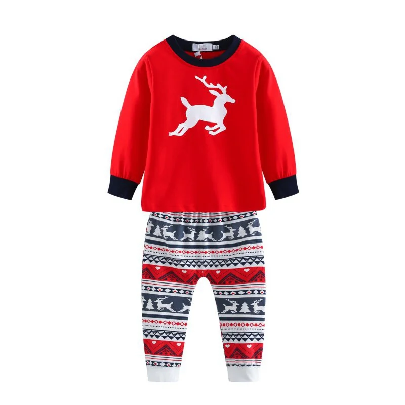 Christmas Family Clothes Parent-child Suit Printing Home Service Cotton Soft Two-piece Pajamas Holiday Costumes