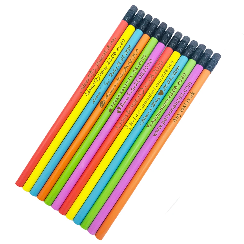 Personalized Engraved Wooden Pencils Pencil With Eraser Wedding Gift Favors Baby Shower Party School Decor Pen writing pencils