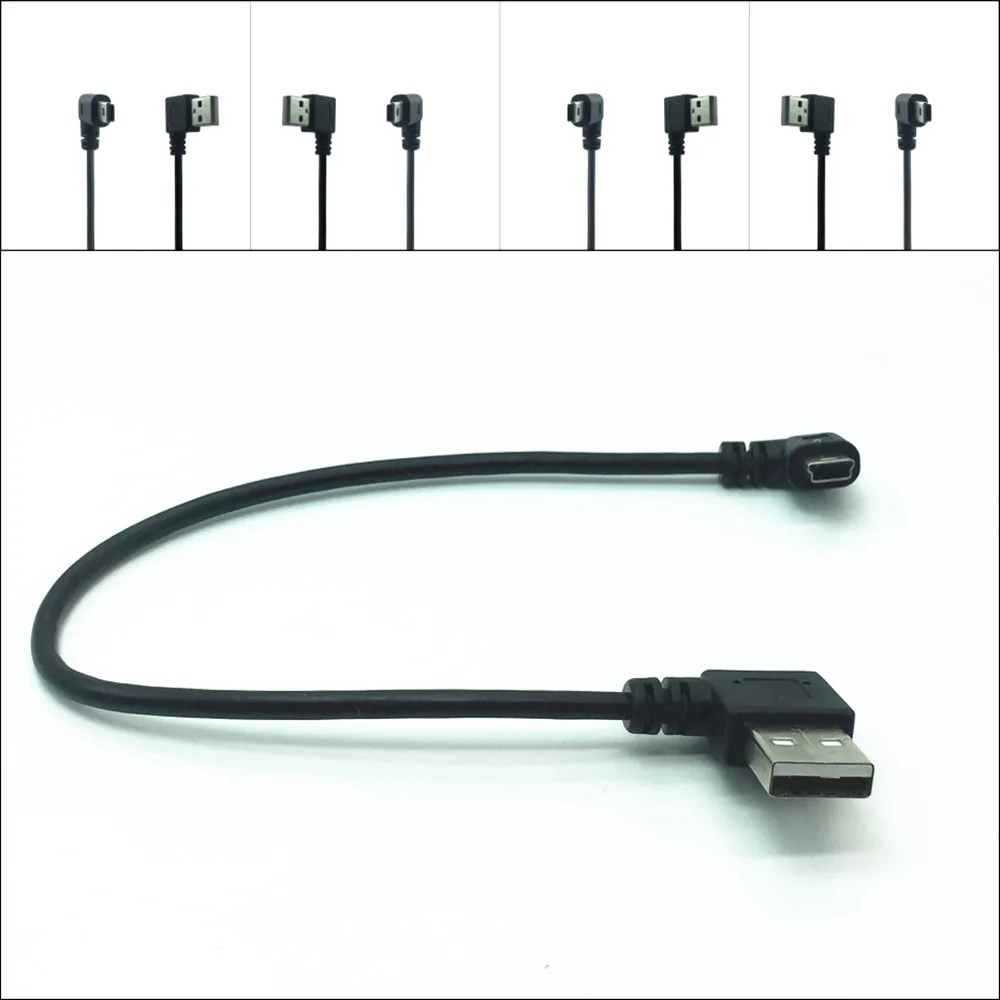 Мини USB кабель с углом 90 градусов левым на правым для синхронизации данных и