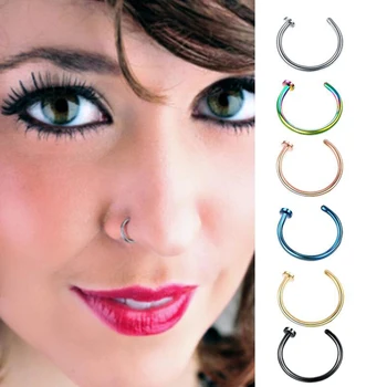 

6PCS Steel Exquisite Artificial Nose Ring False Septum Ring, Nostril Perforation Alse Clip on Nose Ring Male Female Perforated