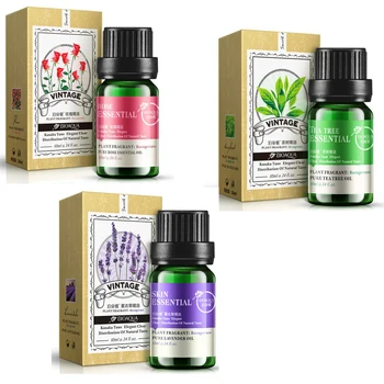 

3pcs/set Gift Box 10ml Pure 100% Pure Lavender, Rose ,Tea Tree,Beauty Eyes Essential Oils for Aromatherapy, Spa, Massage,Bath
