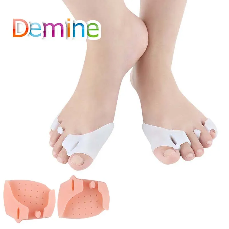 

Gel Silicona Three Holes Separador De Dedos Del Dedo Del Pie Protector Pulgar Valgus Ajustador De Bunion Hallux Valgus Cuidado