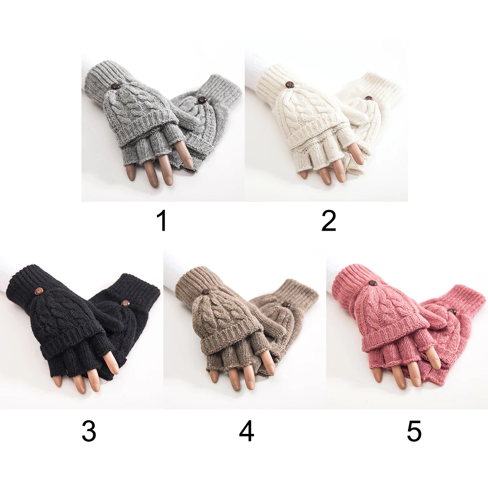 Женские перчатки для рук, утепленные, с флипом, из искусственной шерсти, Осень-зима, вязаные, подарок, мягкие митенки, половина пальца