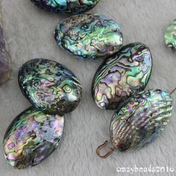 

5PCS Pretty 35x55mm Big Oval Natural New Zealand Blue Abalone Shell Loose Beads