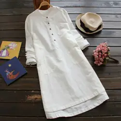 Новое Женское повседневное длинное платье-рубашка с пуговицами и длинными рукавами, асимметричные платья с карманами VN 68