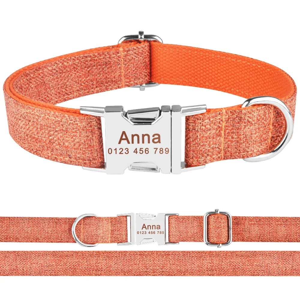 AiruiDog Adjustable Dog Collar Personalized Name Engraved Nylon Small Medium Large Dogs