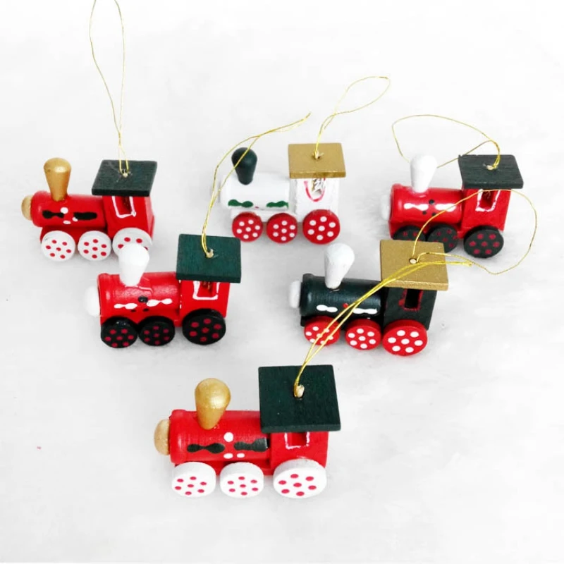 6 шт./партия деревянный мультфильм Санта Клаус с изображением поезда для детей девочек мальчиков Игрушки для рождественской елки украшения дома игрушки