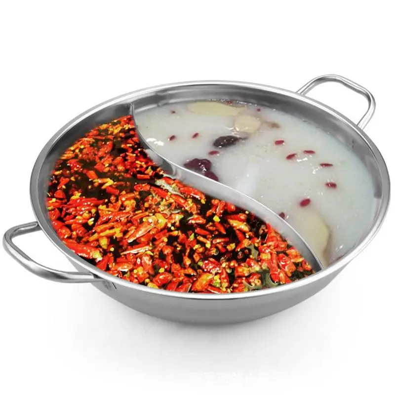 ABUI-Stainless Steel Hot Pot Kitchen Soup Stock Pot Cookware For Induction Cookers Cooking Pot Mandarin Duck Pot