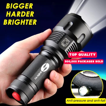 

Strong Light LED Powerful Flashlight Rechargeable Aluminum Alloy T6 L6 Home Patrol Outdoor Home 26650 Searchlight Torch Lanterna