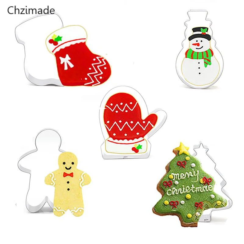 

Chzimade 5Pcs Merry Christmas Stainless Steel Pottery Clay Cutter Designer DIY Ceramic Pottery Polymer Clay Cutting Mold Tool