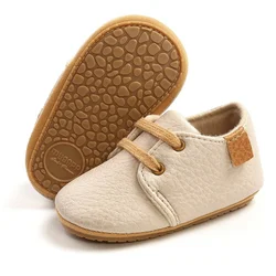 KIDSUN Newborn Baby Shoes Fashion Simplicity Casual Infant Boys Leather Anti-Slip Falt Rubber Sole Toddler First Walkers