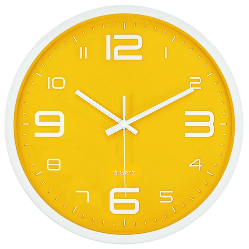 Большие цифровые настенные часы бесшумные креативные желтые современные