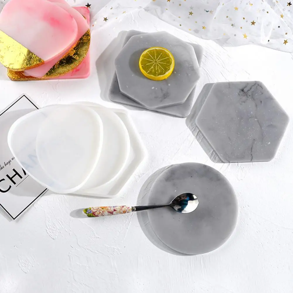 

Round/Square/Hexagon Irregular Tea Coasters Silicone Mold Jewelry Making Craft DIY Handmade Mold Toy