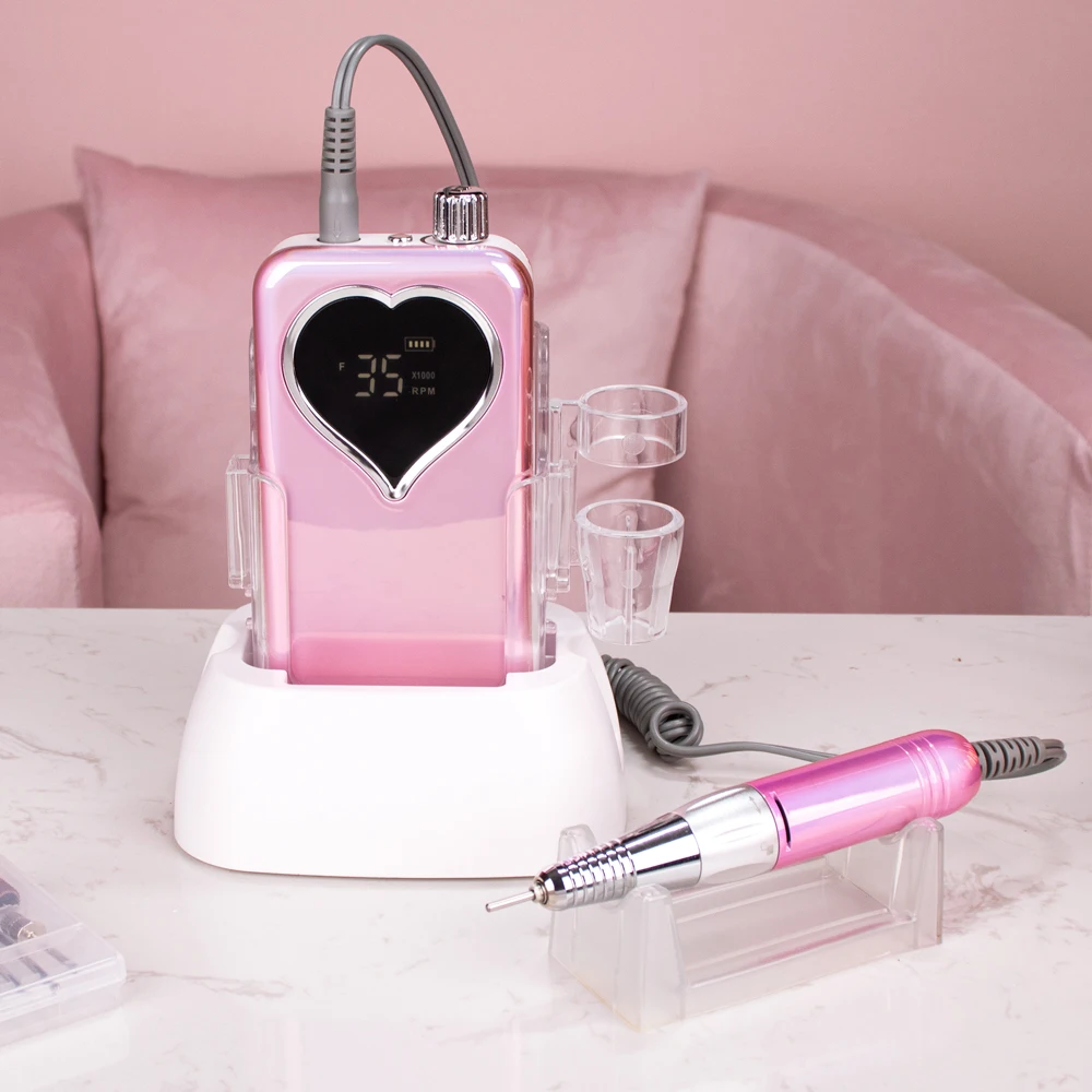 35000RPM Nail Drill Machine For Manicure Nail File With Heart Screen Acrylic Electric Nail Drill Milling Cutter Nail Art Tools 4