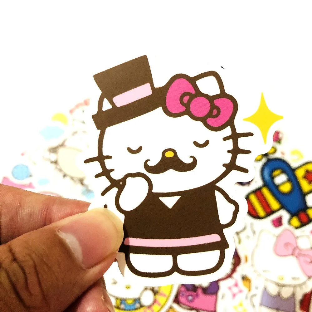 50/100 с изображением героев мультфильмов, в партии рисунок «Hello Kitty» наклейки для ноутбука скейтборд Стикеры для багажа офис игрушка Приспособления нетбук, водонепроницаемые наклейки для украшения