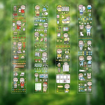 

Cute Girl Masking Tape Kawaii Cartoon Waterproof Single Pack PET Tape Journal Planner Srtickers Scrapbooking Kids Gift