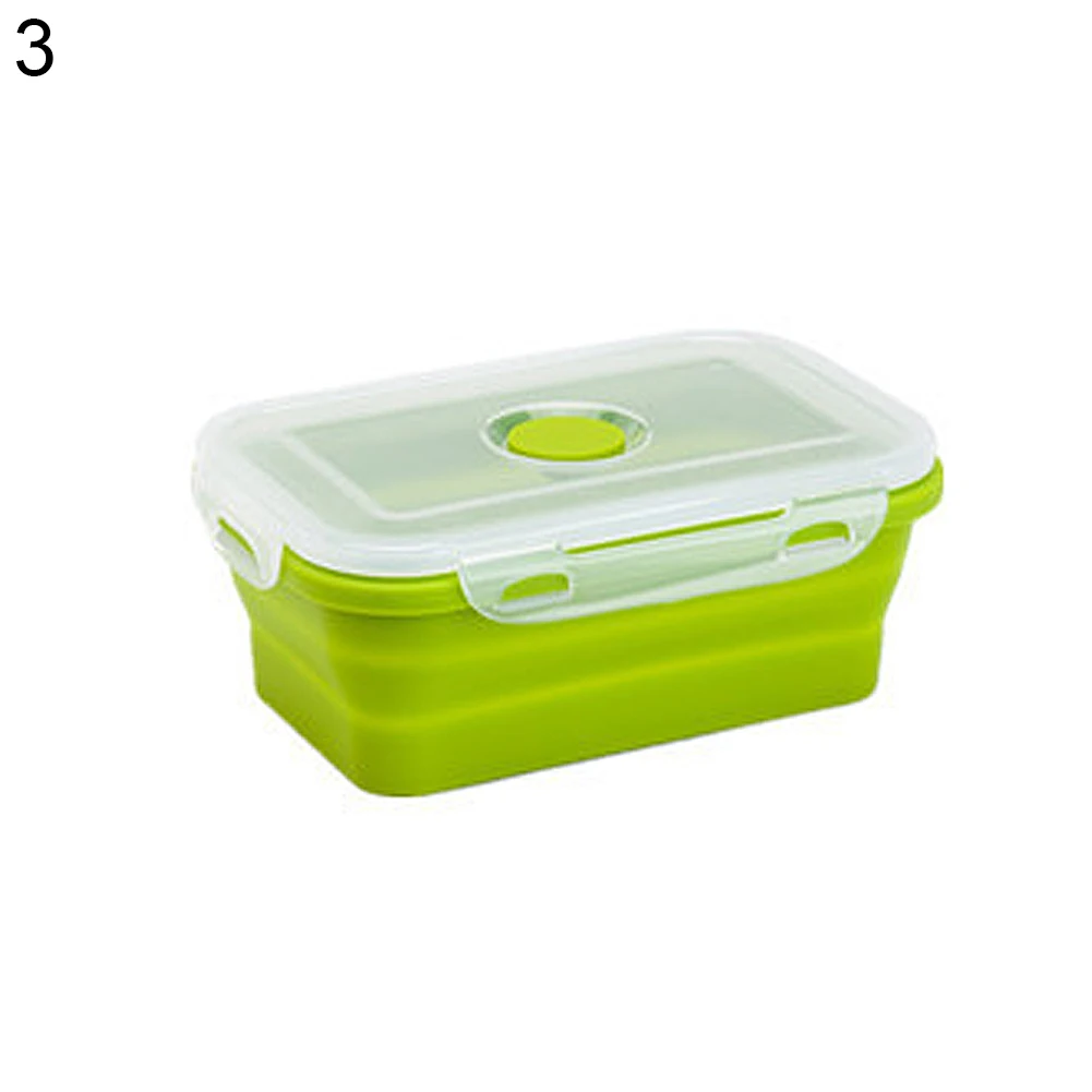 Силиконовый складной, сворачивающийся для ланча бэнто коробка чаша еда салат контейнер для хранения - Цвет: Green 540ml