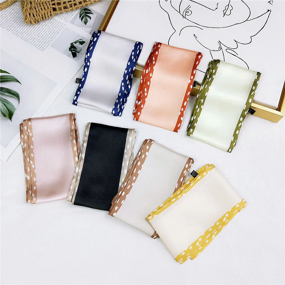 

2020 New Spring Women's Long Black White Pink Headband Scarf for Head Hair Bags Silk Stain Scarves Neckerchief Female Bandana