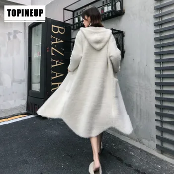 

Cardigans Women Long Sleeve Oversize Hooded Fur Winter Casual Loose loose faux mink Hooded Sweater Cardigan